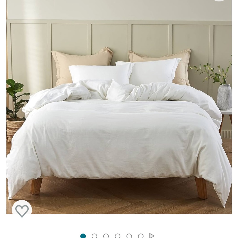 TWIN Linen/Cotton White Duvet Cover